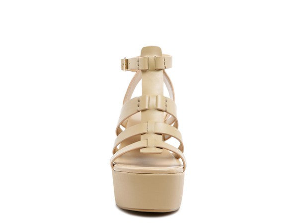 RAG&CO WINDRUSH CAGE WEDGE LEATHER SANDAL
