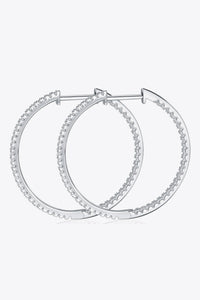 Inlaid Moissanite 925 Sterling Silver Hoop Earrings