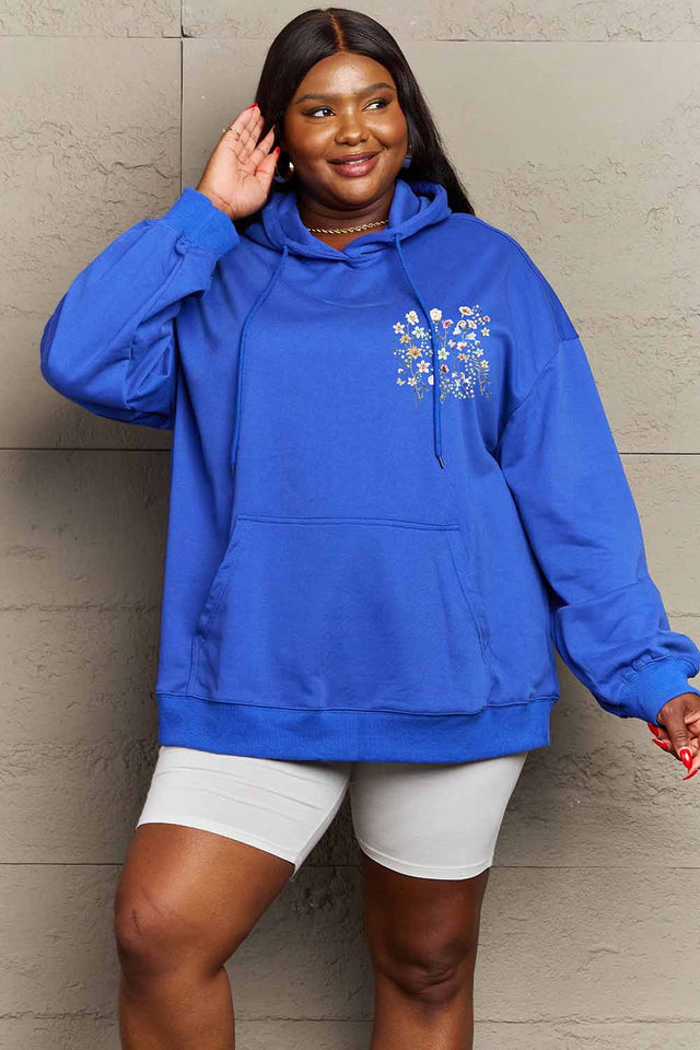 Simply Love Simply Love Full Size Flower Graphic Dropped Shoulder Hoodie