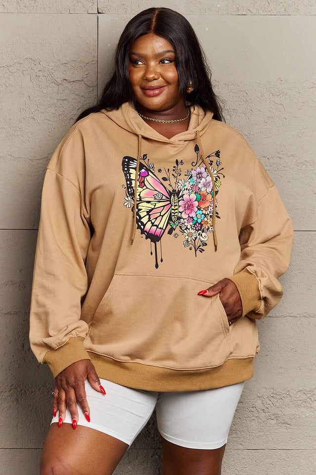 Simply Love Simply Love Full Size Butterfly Graphic Dropped Shoulder Hoodie