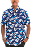 WS7007N Weiv Mens Print Hawaiian Button Down Shirt