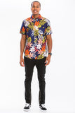 Weiv Mens Print Hawaiian Button Down Shirt