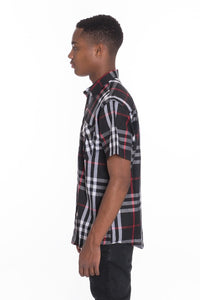 Weiv Men's Casual Short Sleeve Checker Shirts