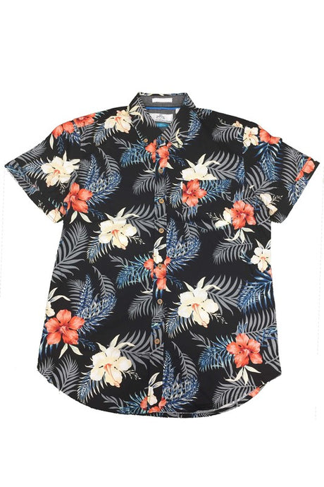 Men's Floral Hawaiian Button Down Casual Shirt