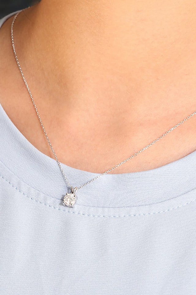 1 Carat Lab-Grown Diamond Pendant 18K White Gold Necklace