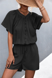 Buttoned Gather Detail Romper